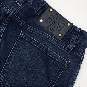 Tory Burch Denim Legging Jegging Frayed Ends Dark Wash 26